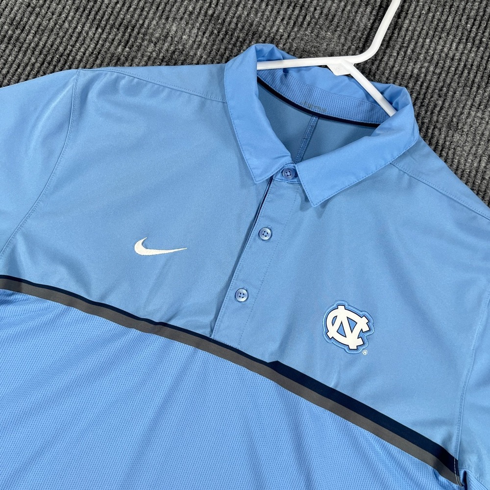 North Carolina Tar Heels Polo Shirt Mens Large Blue Short Sleeve Nike NCAA